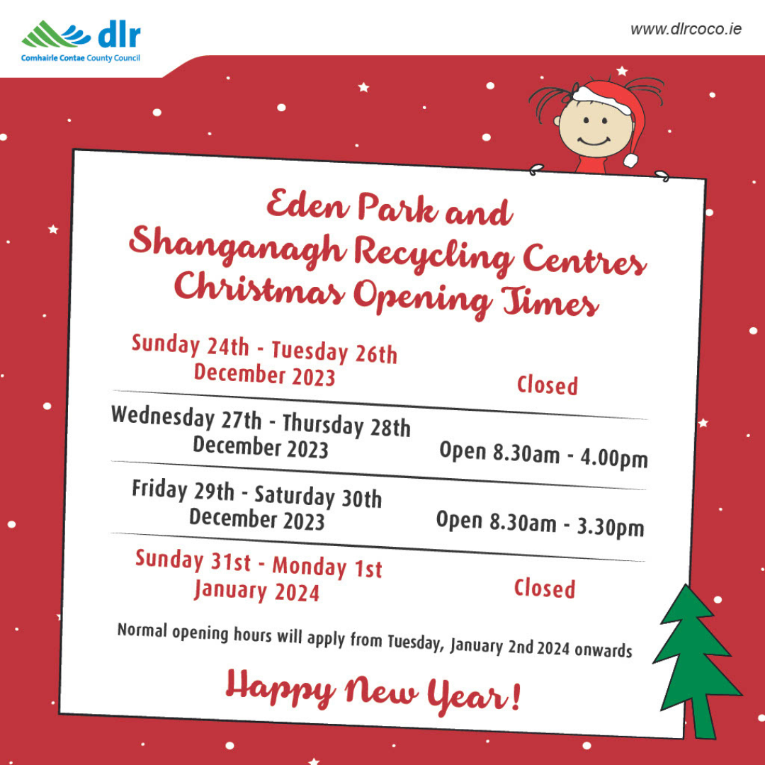 Recycling Centre Information Christmas 2023 and New Year 2024 Dún